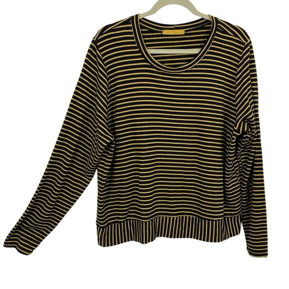 Cut Loose Top Women Size XL Gold Black Striped Long Sleeve Pullover - Picture 1 of 8